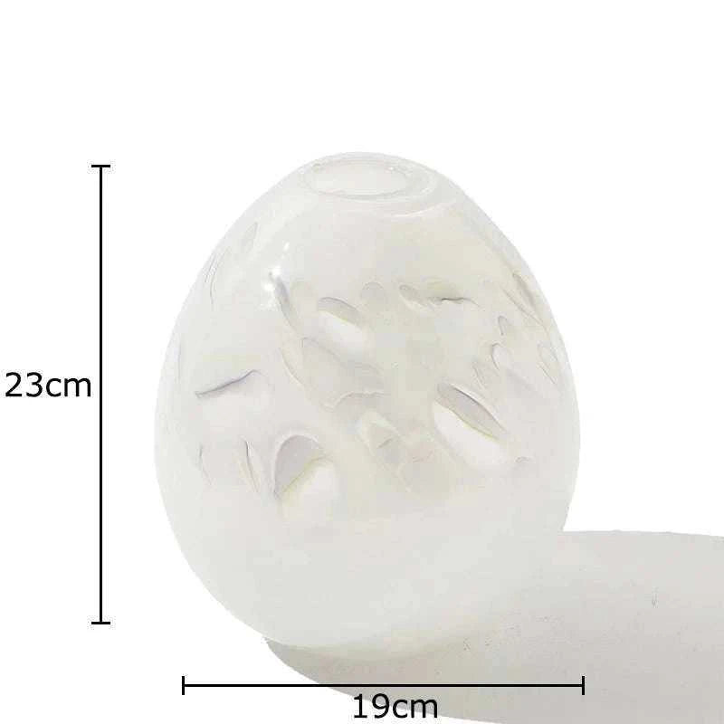 Shoku Milky White Glass Vase - Nordic Minimalist Flower Pot for Modern Home Decor 14:29#A Vases
