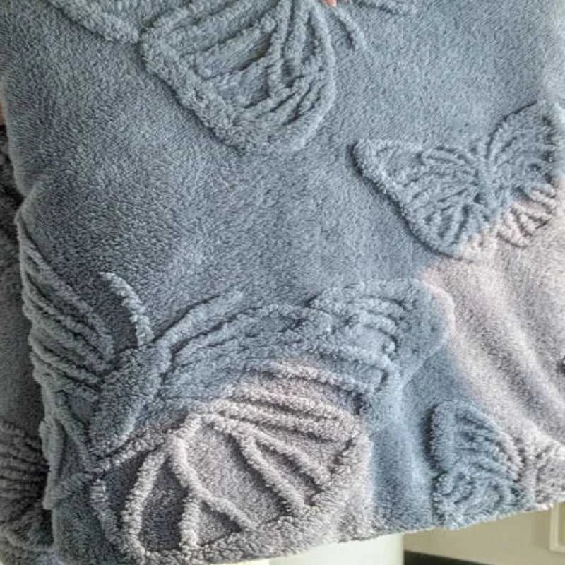 Solano 3D Embossed Butterfly Flannel Blanket - Ultra Soft & Warm Throw 14:29#White;5:596#100x150cm Blankets & Throws