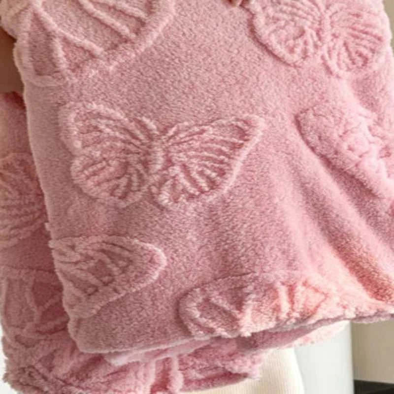Solano 3D Embossed Butterfly Flannel Blanket - Ultra Soft & Warm Throw 14:29#White;5:596#100x150cm Blankets & Throws