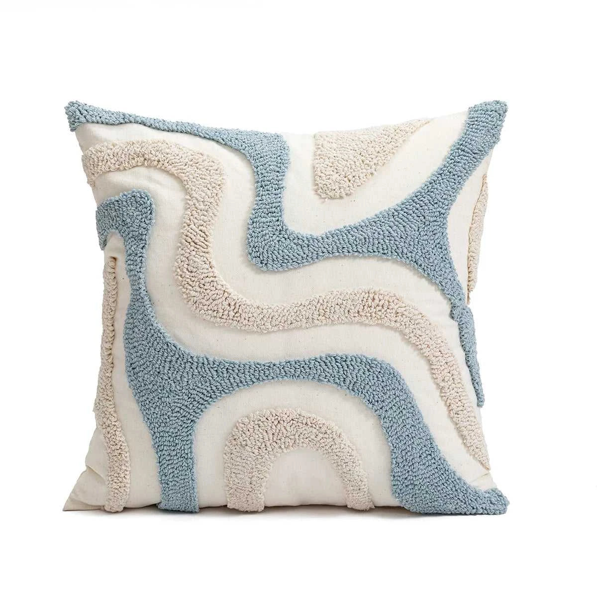 Tamara Boho Blue White Geometric Loop Pillow Cover - Decorative Cushion 14:173;5:202949817 Cushion Covers