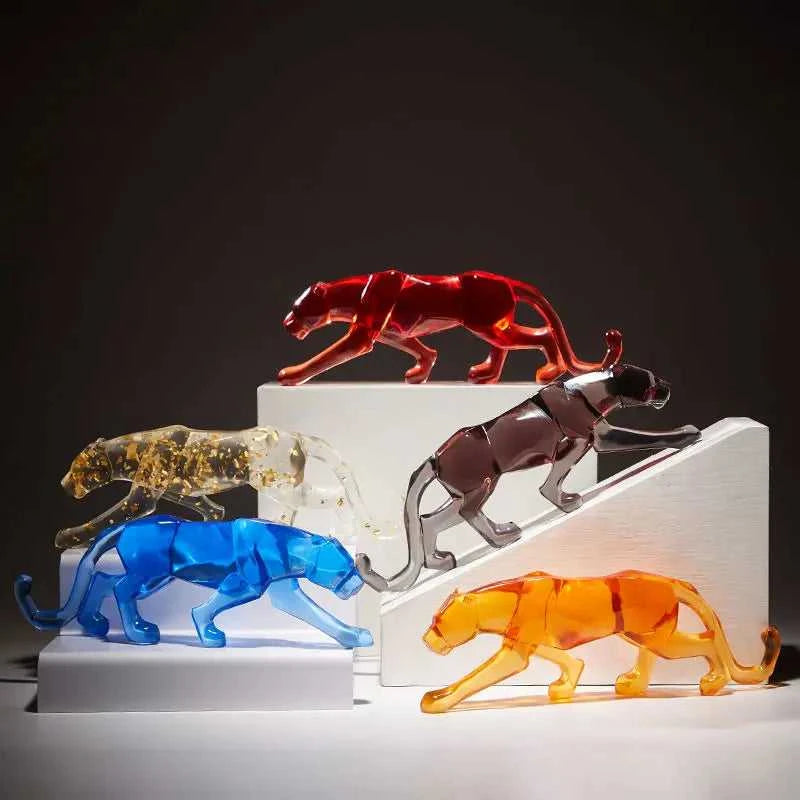 Modern Fortune Transparent Money Leopard Resin Ornaments Office Table Sculpture Crafts Home Livingroom Desk Figurines Decoration 14:200006151#style1 sculptures
