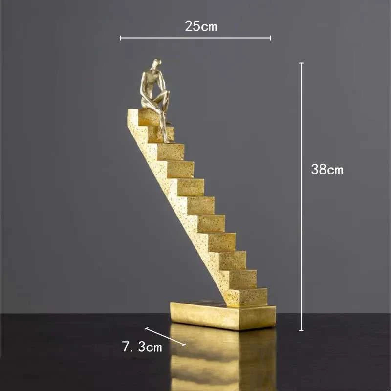 Resin Handicraft Sculpture Staircase Ladder Man Abstract Decorative Figurines Room Decoration Accessories 14:200006155#E sculptures