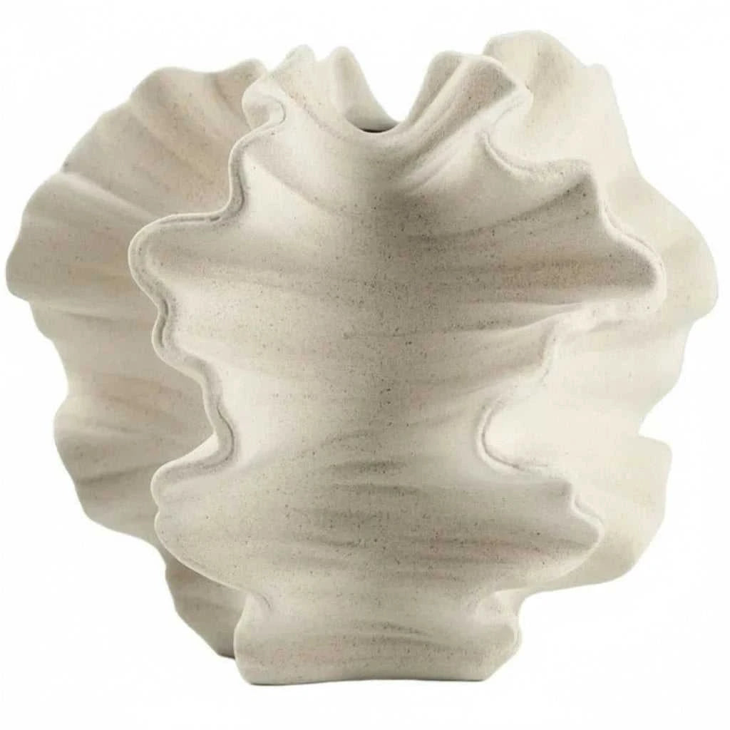 Unica Irregular Wrinkle Ceramic Vase - Modern Porcelain Flower Pot for Desk Decor 14:29#S(15x12.8cm) vase