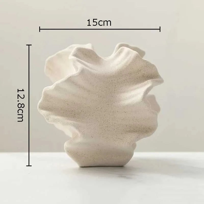 Unica Irregular Wrinkle Ceramic Vase - Modern Porcelain Flower Pot for Desk Decor 14:29#S(15x12.8cm) vase