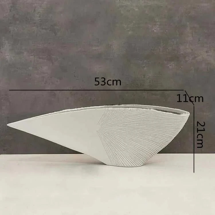 Vaas Nordic Resin Fan Vase - Abstract Sculpture for Dried Flowers 14:1254#A-S Vases