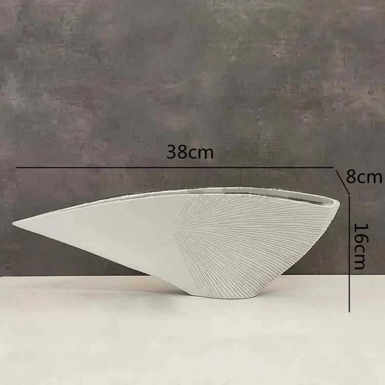 Vaas Nordic Resin Fan Vase - Abstract Sculpture for Dried Flowers 14:1254#A-S Vases