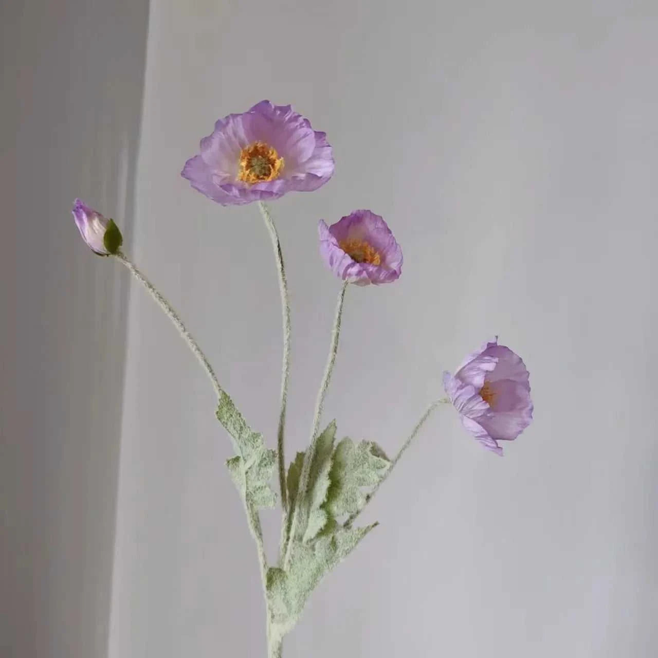 Valencia Artificial Poppy Flowers - Silk Long Stem for Wedding Bouquet & Home Decor 14:200006154#Purple White Artificial Flowers