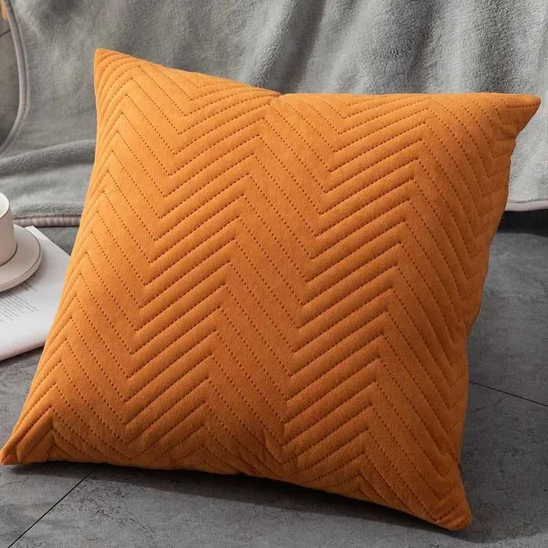 Velour Quilted Velvet Throw Pillow Covers 45x45cm - Luxury Cushion Cases 14:29#A-Orange Cushion Covers