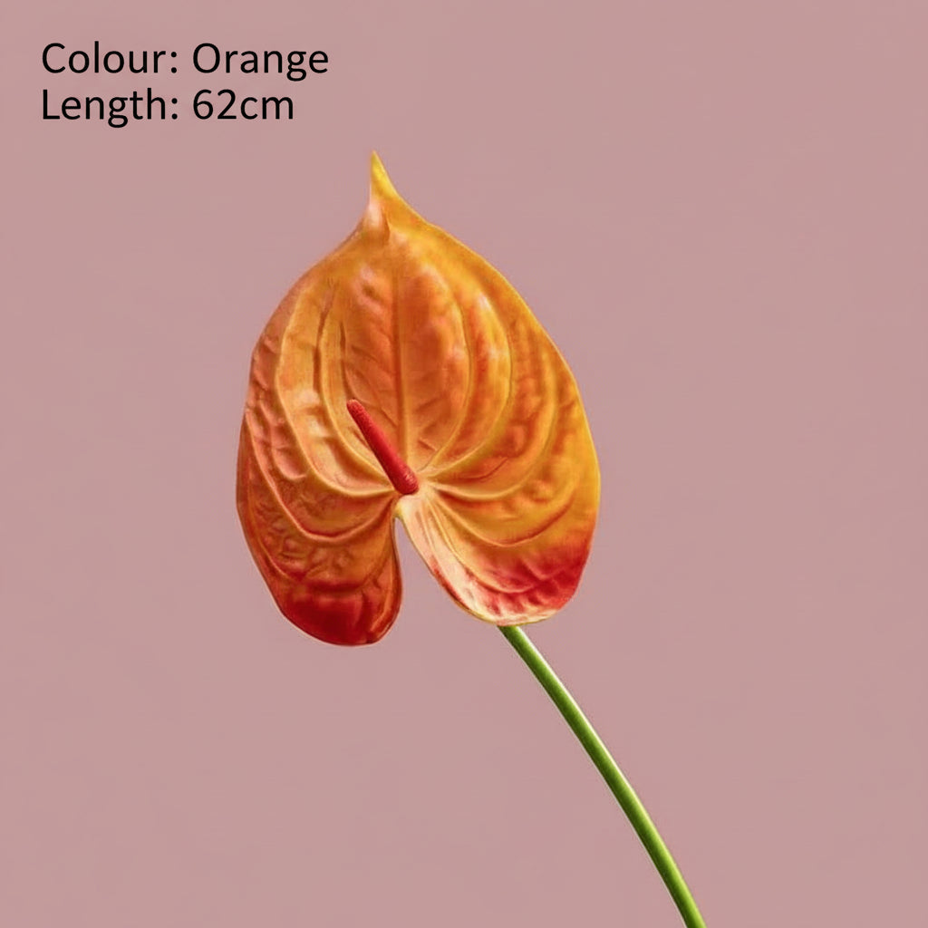 10Pc/lot PU Artificial Flowers Anthurium Bridal Bouquet Wedding Decoration Fake Palm Flowers Home Party Table Floral Arrangement 14:365458#Brown Artificial Flowers