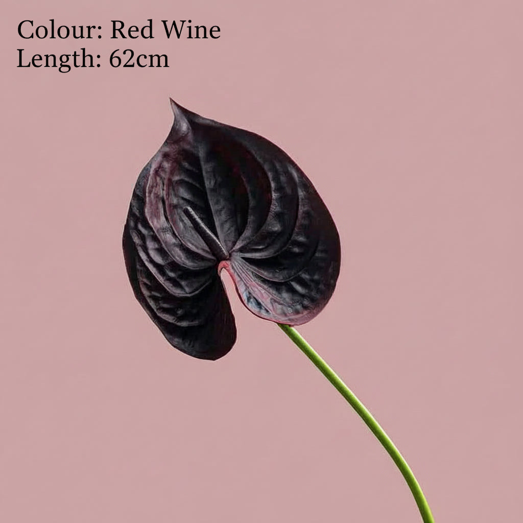 10Pc/lot PU Artificial Flowers Anthurium Bridal Bouquet Wedding Decoration Fake Palm Flowers Home Party Table Floral Arrangement 14:365458#Brown Artificial Flowers