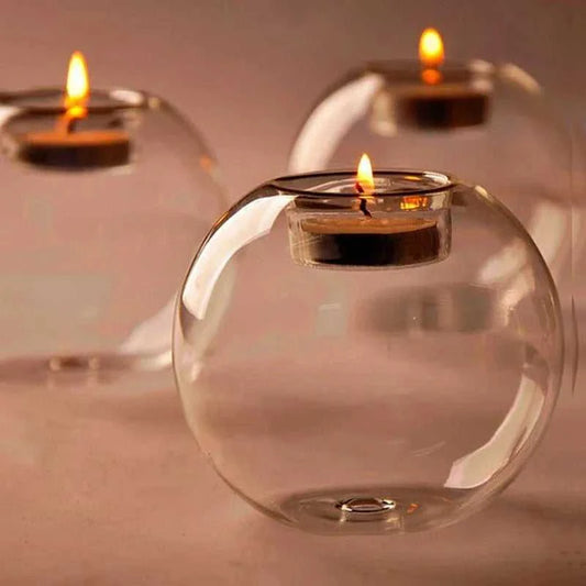 Elegant Round Glass Candle Holders - European Style Centerpiece for Christmas, Halloween & Wedding Parties 14:100018814#12cm sculptures