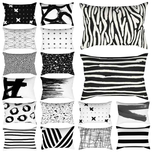 Vika Black & White Striped Rectangular Cushion Cover 30x50cm 14:193#236;5:201298989#30x50cm Cushion Covers