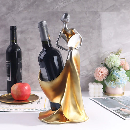 Premium wine bottle holder sculpture countertop display in modern minimalist design