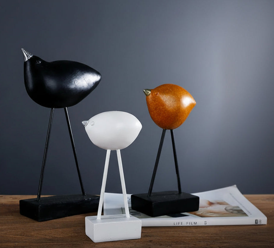 Vogel Resin Bird Figurines Set - Decorative Desk Sculpture for Home & Café Decor 14:200006151#style1-3PCS Decorative Sculpture