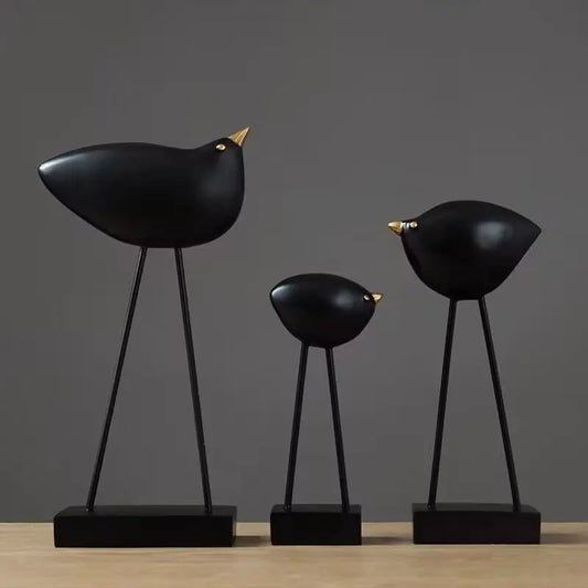 Vogel Resin Bird Figurines Set - Decorative Desk Sculpture for Home & Café Decor 14:200006151#style1-3PCS Decorative Sculpture