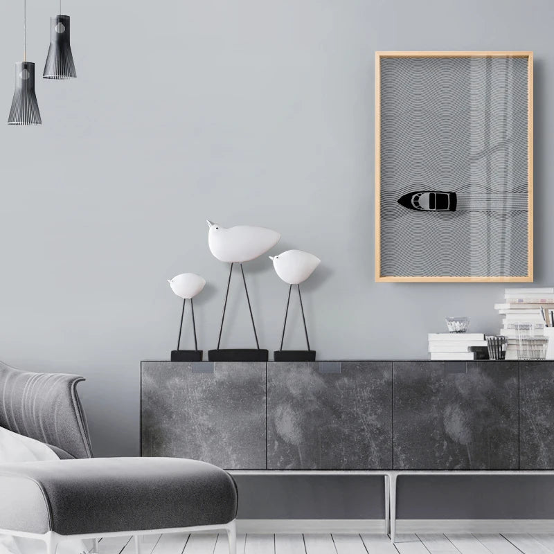 Vogel Resin Bird Figurines Set - Decorative Desk Sculpture for Home & Café Decor 14:200006151#style1-3PCS Decorative Sculpture