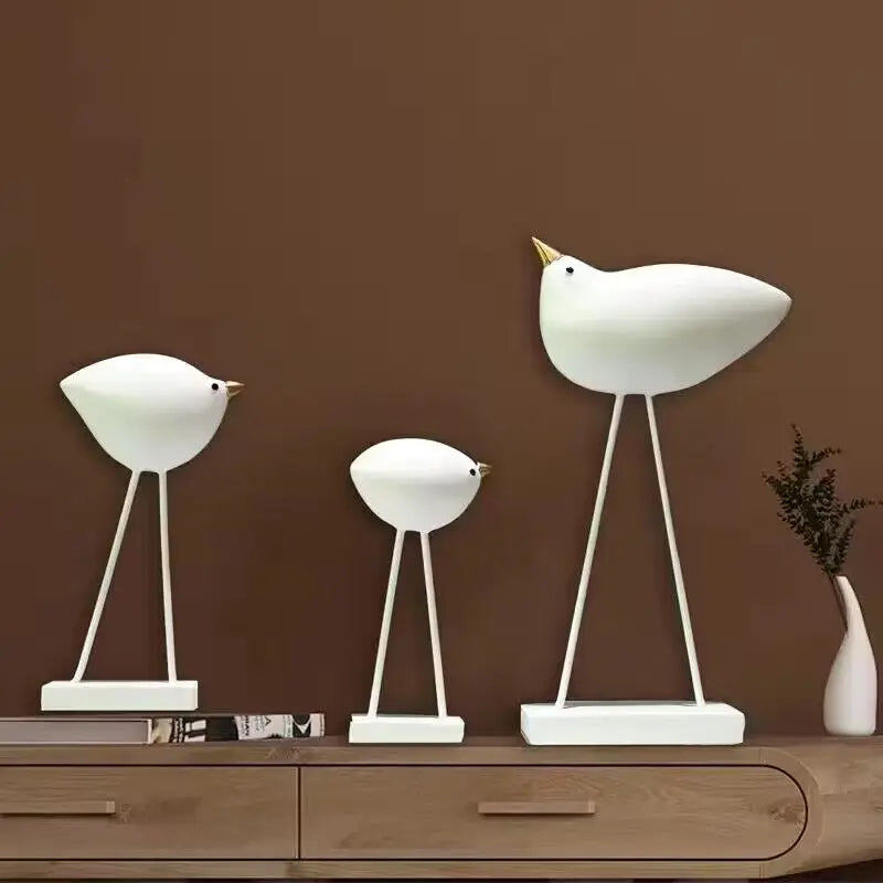 Vogel Resin Bird Figurines Set - Decorative Desk Sculpture for Home & Café Decor 14:200006151#style1-3PCS Decorative Sculpture