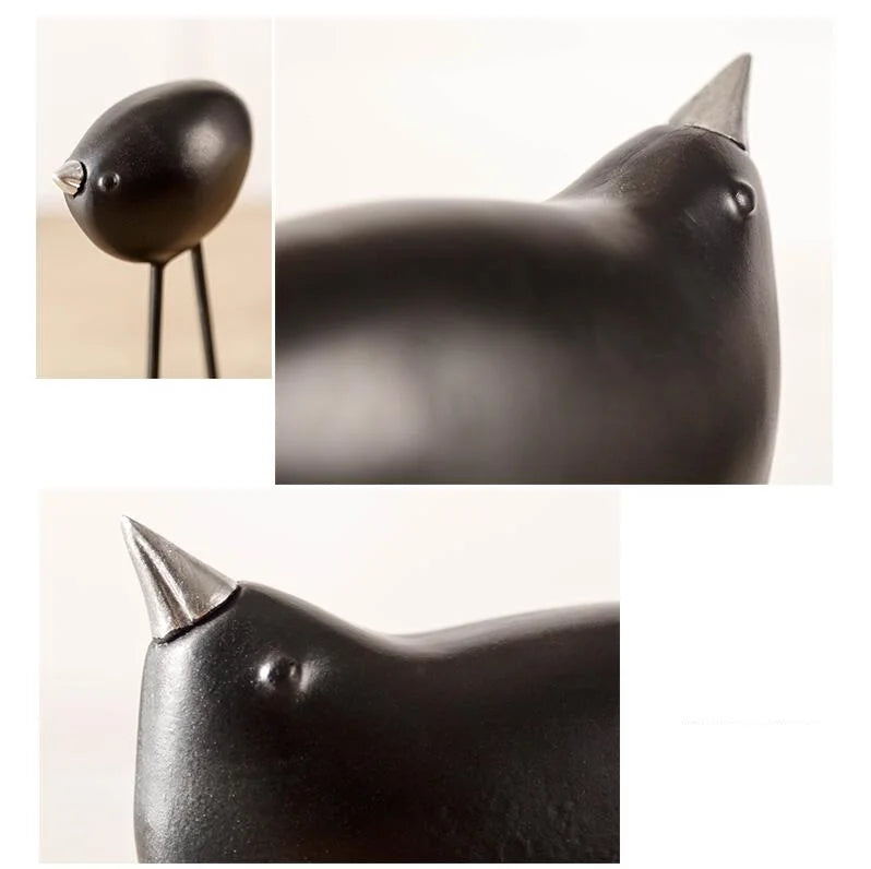 Vogel Resin Bird Figurines Set - Decorative Desk Sculpture for Home & Café Decor 14:200006151#style1-3PCS Decorative Sculpture