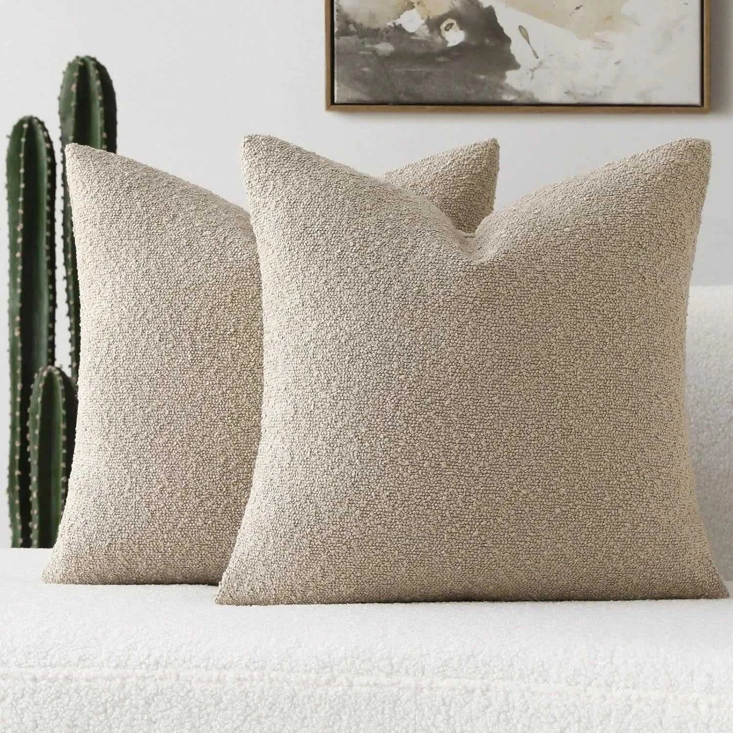 Xoco Soft Loop Yarn Teddy Fleece Pillow Cover - Lamb Wool-Like Texture 14:365458#grey brown;5:202517810#30x50cm Cushion Covers