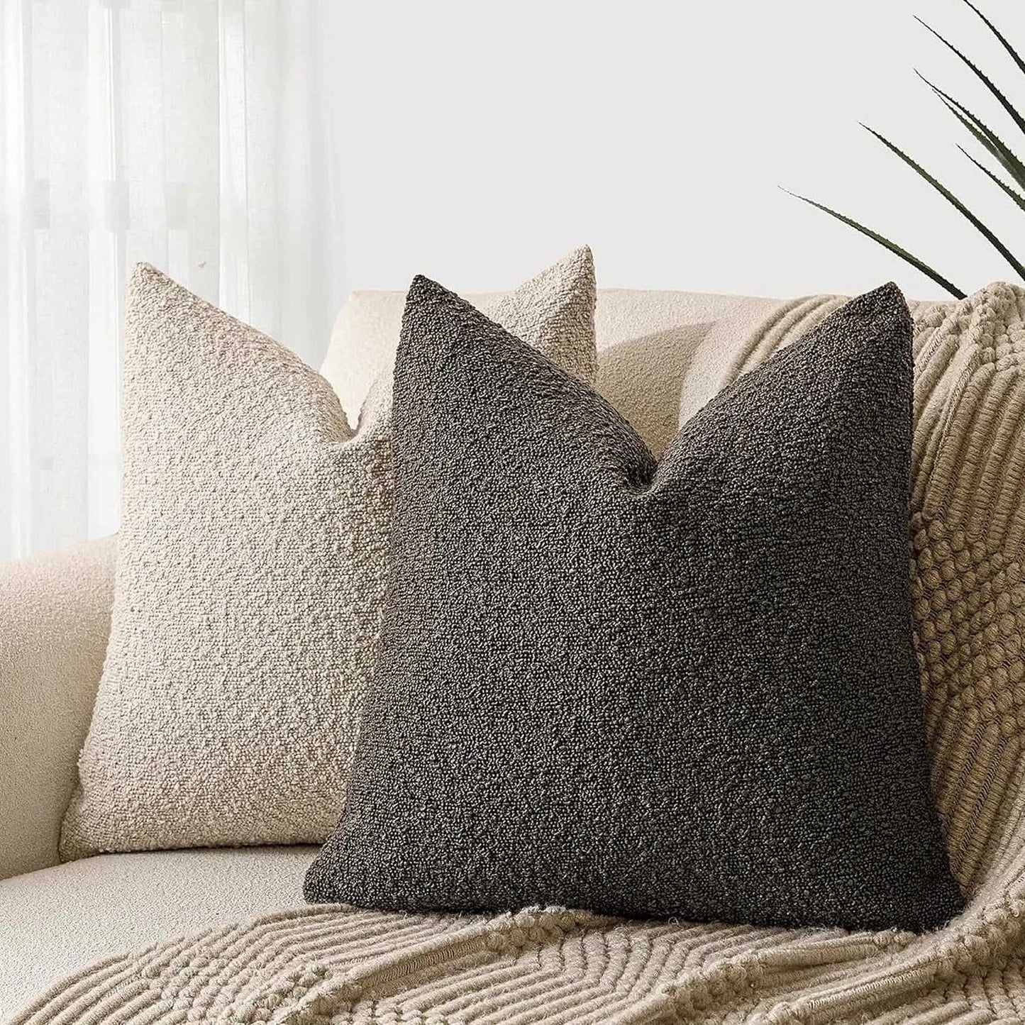 Xoco Soft Loop Yarn Teddy Fleece Pillow Cover - Lamb Wool-Like Texture 14:365458#grey brown;5:202517810#30x50cm Cushion Covers