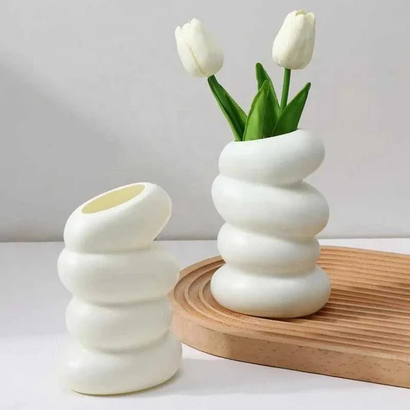 Yulux White Spiral Vase - Nordic Modern Flower Holder for Home Decor 14:29#White 1Pc vase