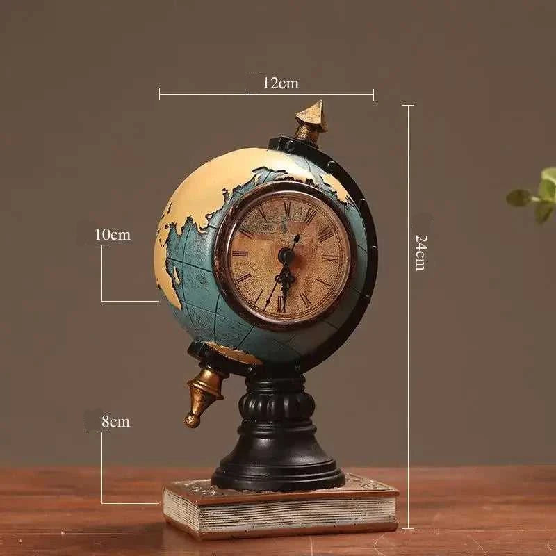 Desktop Ornament Vintage Clock Globe Table Decoration Tabletop Ornament 14:366#Yellow sculptures