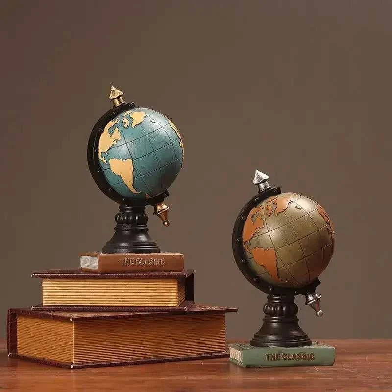 Desktop Ornament Vintage Clock Globe Table Decoration Tabletop Ornament 14:366#Yellow sculptures