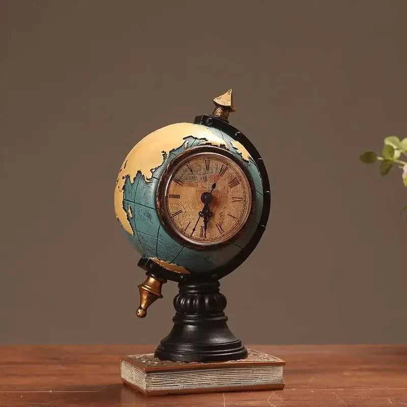 Desktop Ornament Vintage Clock Globe Table Decoration Tabletop Ornament 14:366#Yellow sculptures